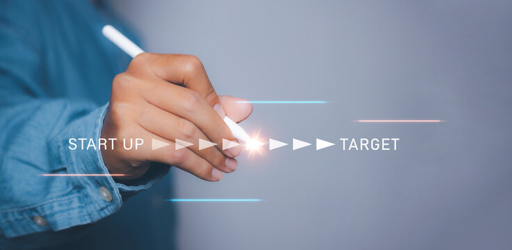 Businessman startup plan business. Progress growing potential success business.