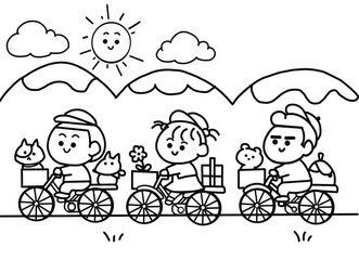 Children riding bicycles