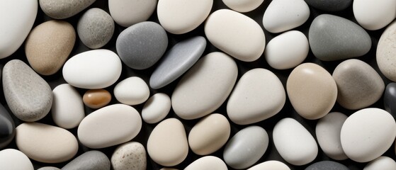 aesthetically pleasing arrangement of smooth, multicolored pebbles.