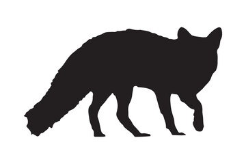 Fox black and white vector silhouette illustration