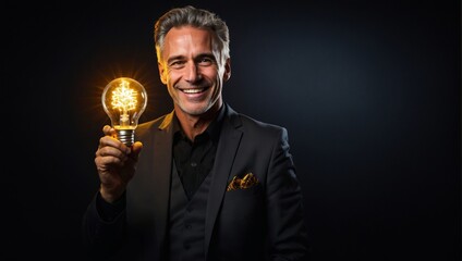 Professional in Suit with Bright Idea: Symbol of Inspiration and Success
