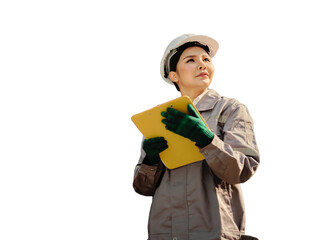 Portrait of a female worker holding clipboard