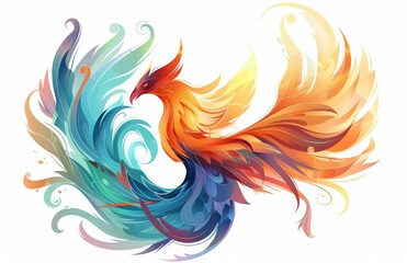Fototapeta premium Colorful Phoenix Vector Illustration on White Background