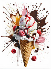 ice cream in a cone isolated on white background