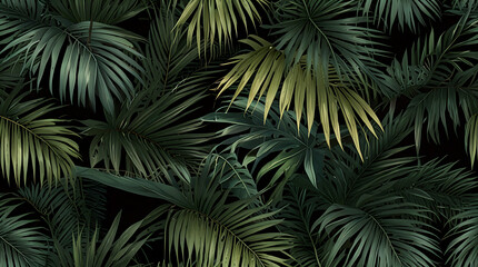 A Palm leaves background in wallpaper style, with seamless pattern
