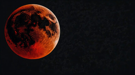 Fototapeta premium Oil painting style blood moon in the dark background with thick brush stroke, dark black magic concept 