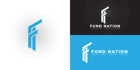 Abstract initial line letter F or FF logo in blue color isolated on multiple background colors. The logo is suitable for crowd-funded financial services logo design inspiration templates.