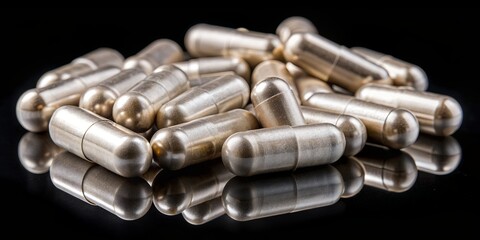 A pile of pills with a shiny, reflective surface