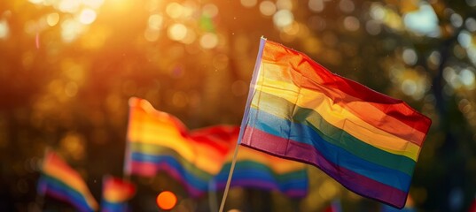 LGBT pride flag. Gender equality movement symbol. Generative AI technology.