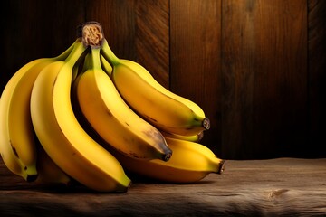 Fresh Bananas on wooden background