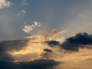 Sunset in the sky with dark clouds
