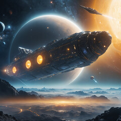 Fototapeta premium spaceship and space