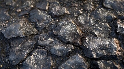 Dilapidated, weather-worn pavement surface with extensive cracking and scattered debris
