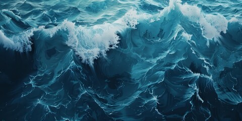 Obraz premium Harmonious coastal or aquatic background with a clean, monochromatic blue and white design