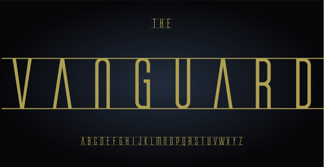 Elegant sophisticated typeface, refined minimalist geometric letters for high-end branding, stylish premium logo, exclusive magazine and book title, tall and slim typographic style. Vector typeset