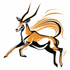 Obraz premium Elegant gazelle leaping gracefully vector white