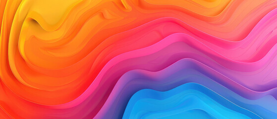 Minimalist pop art rainbow gradient with swirl waves lines curve pattern style background
