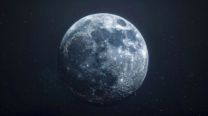 Fototapeta premium close-up of the full moon lunar on a dark background in the night sky with a starry backdrop 