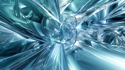 Obraz premium Science-themed web banners enhanced by a radiant aquamarine abstract structure.