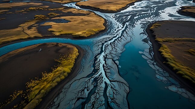 river delta from an aerial view