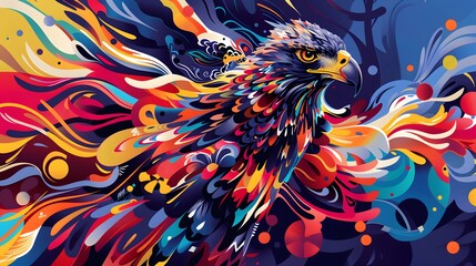 Obraz premium American focus eagle minimal American flag watercolor