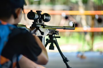 Shooting requires precise control and focus, with athletes using rifles or pistols to hit targets at varying distances