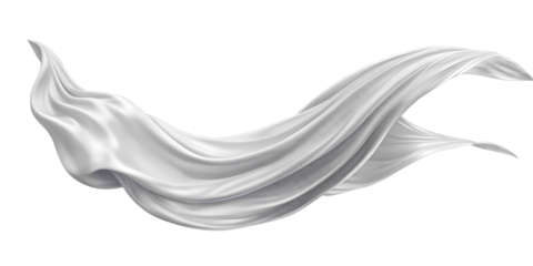 Flying White Silk Fabric Isolated on Transparent Background