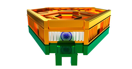 New Indian parliament building in indian flag colour.26 january and Independence Day is celebrated annually on 15 August .