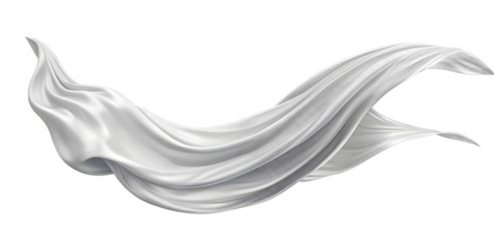 Flying White Silk Fabric Isolated on Transparent Background