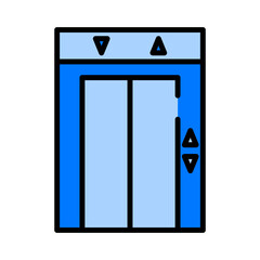 Hotel Elevator Blue Filled