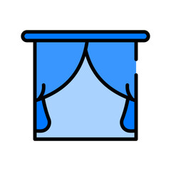 Hotel Window Blue Filled