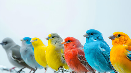 Naklejka premium Colorful birds on a wire ,generative ai
