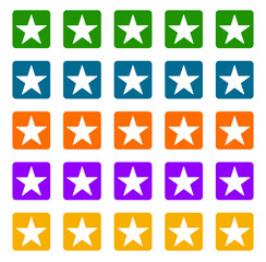 Star rating flat icon set of product reviews for app and website in different colors