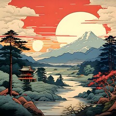 sunset in the mountains