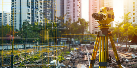 Surveying equipment on construction site | Land surveying technology