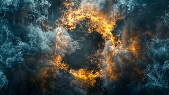 Smoke exploding outward from circular empty center, dramatic smo