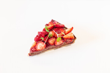 Mixed Berry Chocolate Tart. French dessert, Waikiki, Honolulu, Oahu, Hawaii. VAVIN DESSERT BAR
