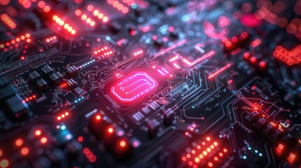 Obraz premium Abstract Background, Circuit Board Close-Up, intricate, electronic patterns, ideal for tech presentations