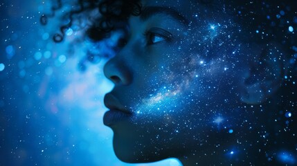 Double exposure of a mans silhouette merging with a dramatic stormy sky, symbolizing strength and resilience in adversity