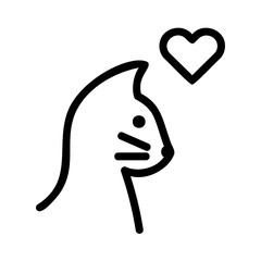 Fototapeta premium Cat Face with Heart Outline Icon for Web Page, Mobile App, UI, UX Design