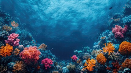 Fototapeta premium Abstract Background of Ocean Depths with Coral Reef, Colorful Underwater Ecosystem, Perfect for Environmental Themes