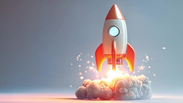 rocket 3d emoji taking off and launching with flames and smoke, investment stocks and crypto concept Generative AI 
