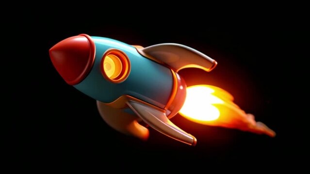 rocket 3d emoji taking off and launching with flames and smoke close up Generative AI