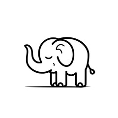 Obraz premium Cute Cartoon Elephant Outline Drawing 