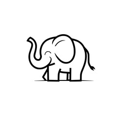 Obraz premium Cute Cartoon Elephant Outline Drawing 