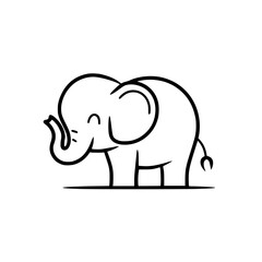 Fototapeta premium Cute Cartoon Elephant Outline Drawing 