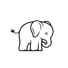 Fototapeta premium Cute Cartoon Elephant Outline Drawing 