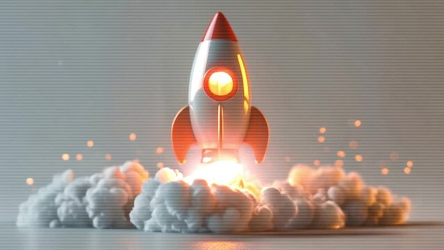 3d rocket emoji taking off and launching with flames and smoke Generative AI 