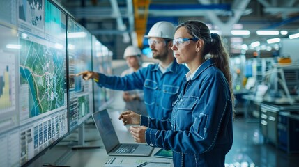 A team of engineers discussing renewable energy projects in a conference room