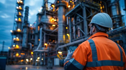 An engineer conducting a safety inspection at a power plant
